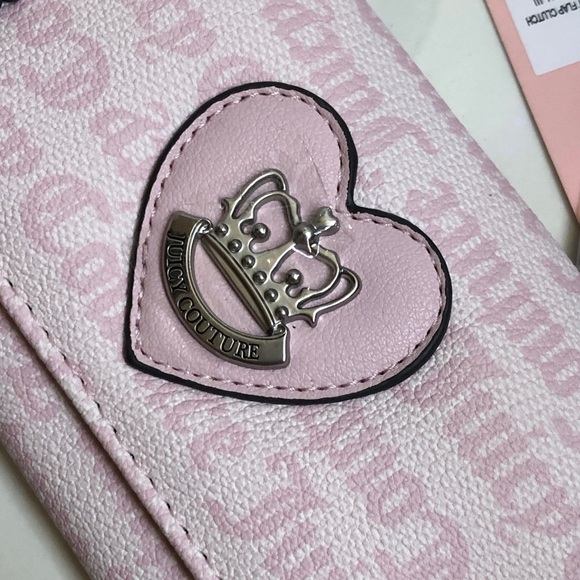 Juicy Couture Chiffon Pink Her Majesty Single Gusset Flap Clutch Wallet NWT - Picture 4 of 16